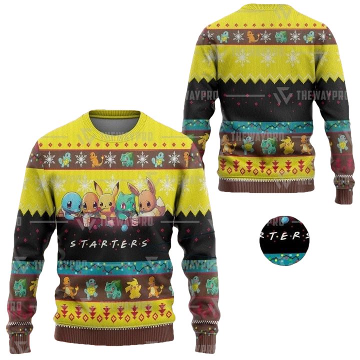 Anime Pokemon Starters Christmas Sweater ? Usalast