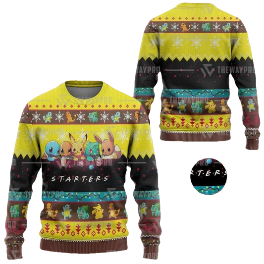 Anime Pokemon Starters Christmas Sweater ? Usalast