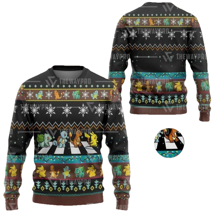 Anime Pokemon Road Crossing Christmas Sweater ? Usalast