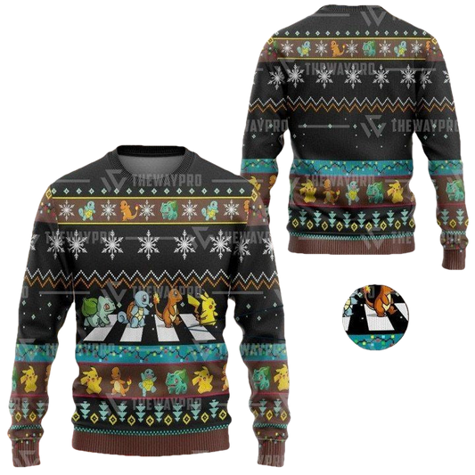 Anime Pokemon Road Crossing Christmas Sweater ? Usalast