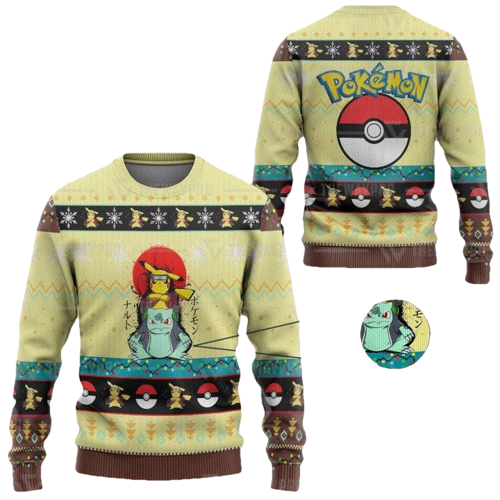 Anime Pokemon Pikuto Christmas Sweater ? Usalast