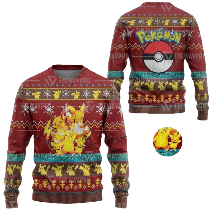 Anime Pokemon Pika Pika Christmas Sweater ? Usalast