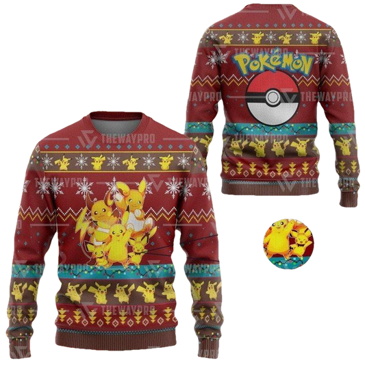 Anime Pokemon Pika Pika Christmas Sweater ? Usalast