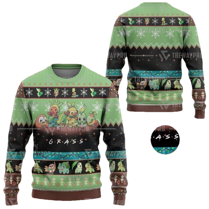 Anime Pokemon Grass Christmas Sweater ? Usalast