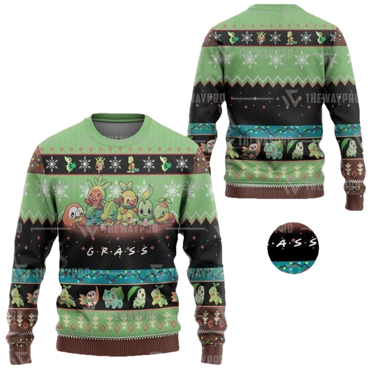 Anime Pokemon Grass Christmas Sweater ? Usalast