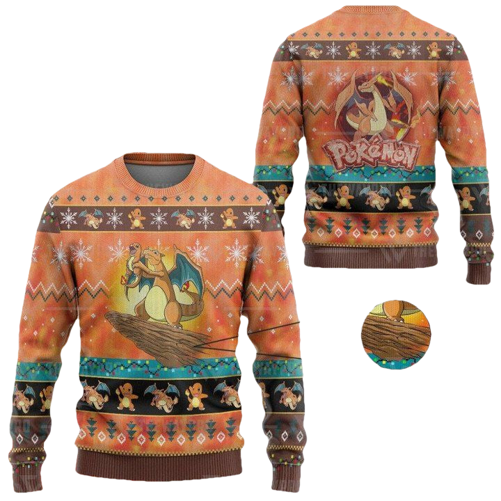 Anime Pokemon Fire King Pokemon Christmas Sweater ? Usalast