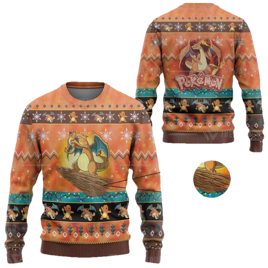 Anime Pokemon Fire King Pokemon Christmas Sweater ? Usalast