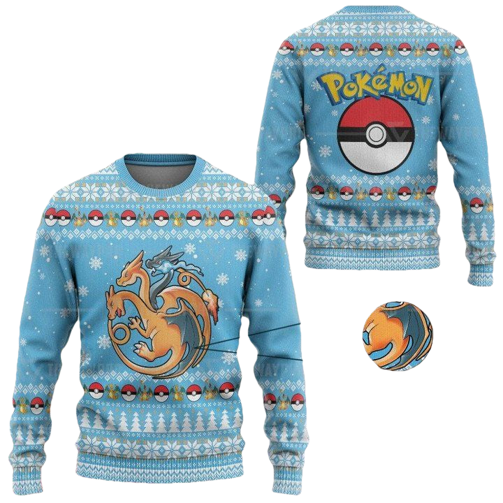 Anime Pokemon Fire Flying And Dragon Christmas Sweater ? Usalast