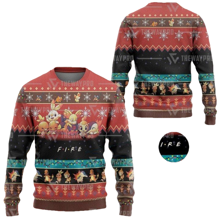 Anime Pokemon Fire Christmas Sweater ? Usalast