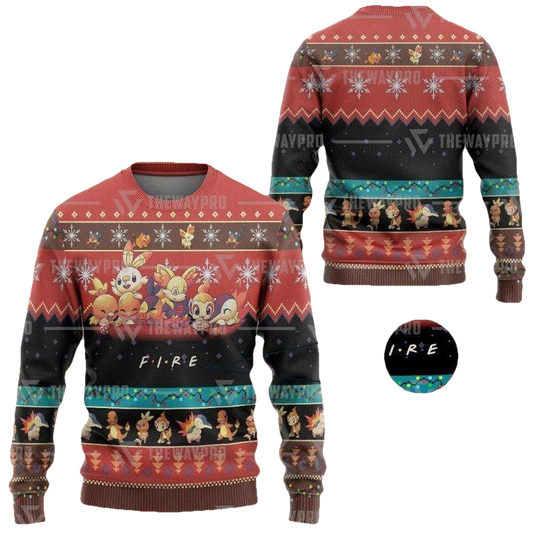 Anime Pokemon Fire Christmas Sweater ? Usalast