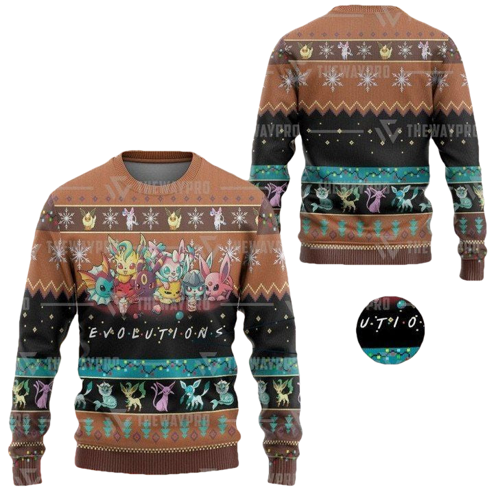 Anime Pokemon Evolutions Christmas Sweater ? Usalast