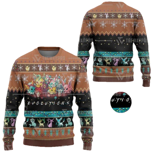 Anime Pokemon Evolutions Christmas Sweater ? Usalast