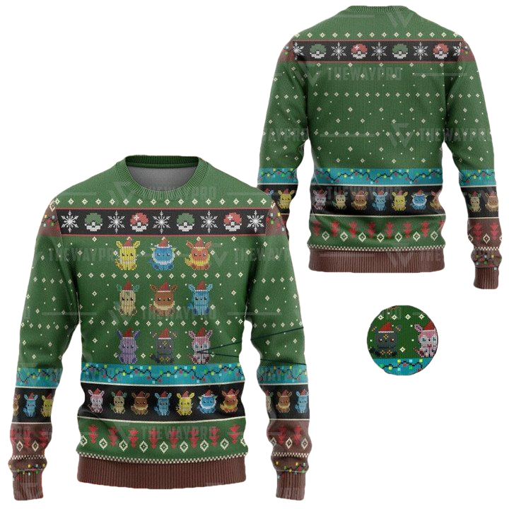 Anime Pokemon Eevee Evolution Christmas Sweater ? Usalast