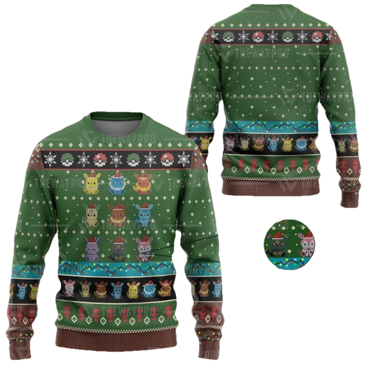 Anime Pokemon Eevee Evolution Christmas Sweater ? Usalast