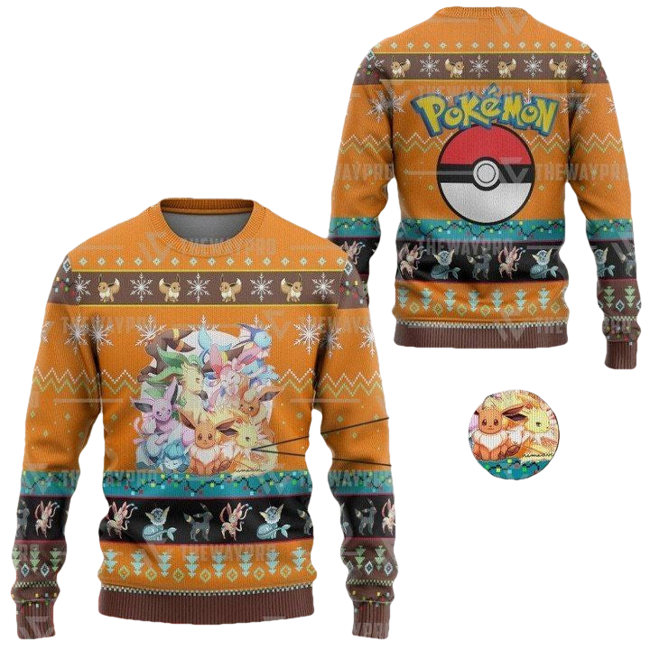 Anime Pokemon Eevee And Eeveelutions Christmas Sweater ? Usalast