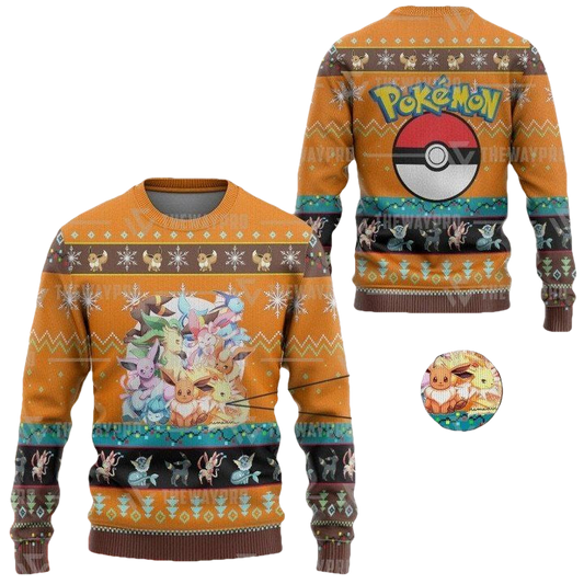 Anime Pokemon Eevee And Eeveelutions Christmas Sweater ? Usalast