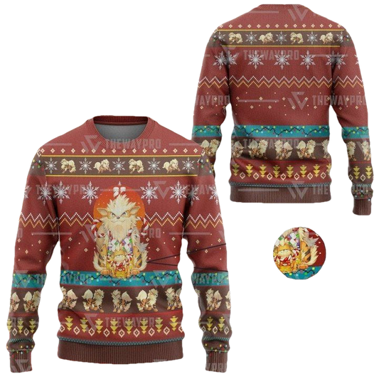 Anime Pokemon Arcanine Christmas Sweater ? Usalast