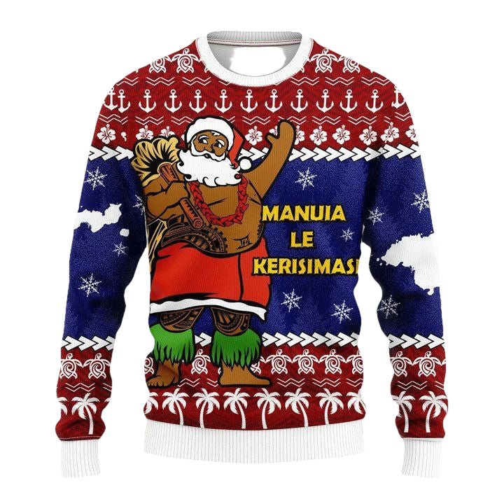 American Samoa Bchristmas Santa Claus Polynesian Knitted Long-Sleeved Sweater A24 ? Usalast