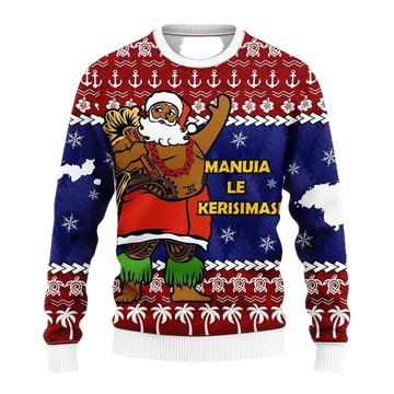 American Samoa Bchristmas Santa Claus Polynesian Knitted Long-Sleeved Sweater A24 ? Usalast