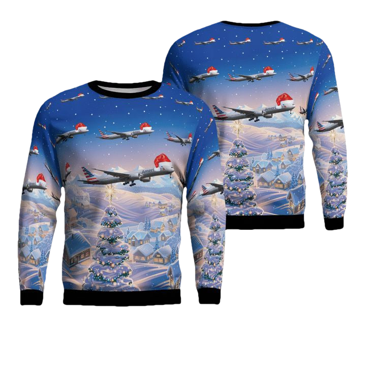 American Airlines Boeing 777-323ER Christmas Sweater 3D ? Usalast