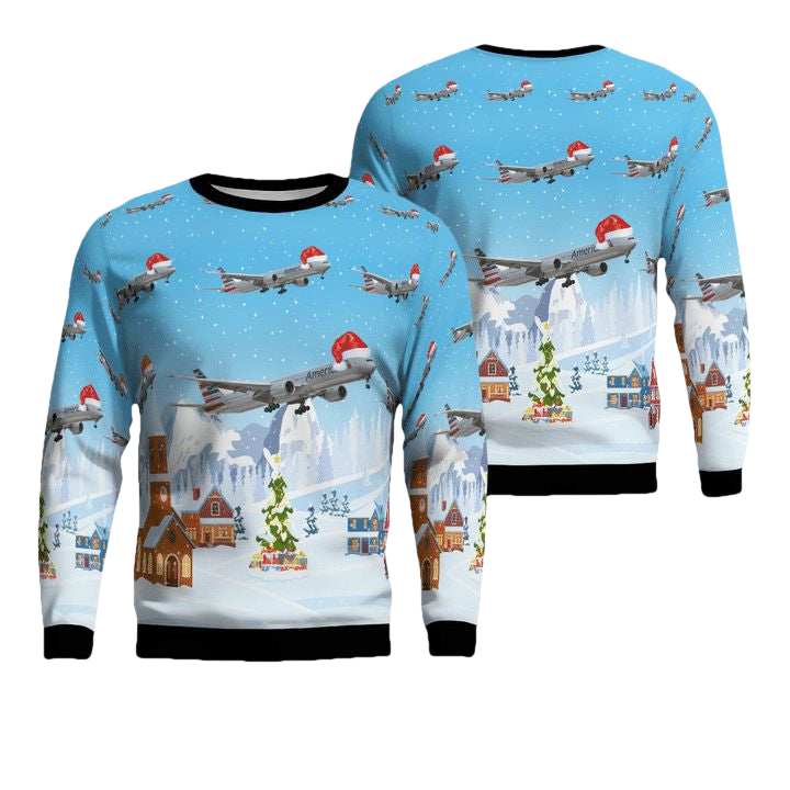 American Airlines Boeing 777-300ER Christmas Sweater 3D ? Usalast