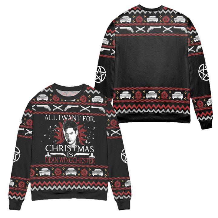 All I Want For Christmas Is Dean Winchester Supernatural Ugly Christmas Sweater ? Black ? Usalast