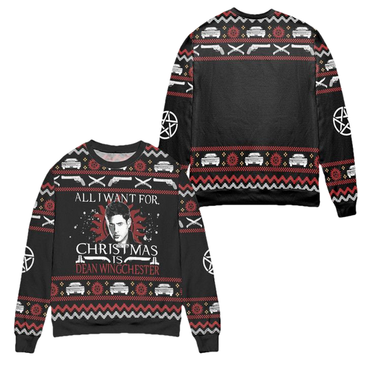 All I Want For Christmas Is Dean Winchester Supernatural Ugly Christmas Sweater ? Black ? Usalast