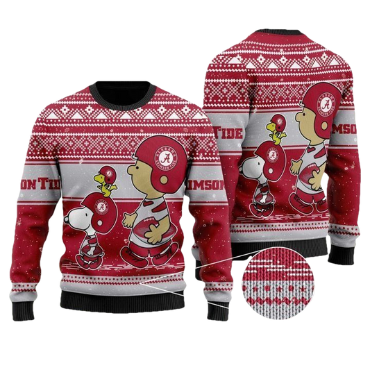 Alabama Crimson Tide Snoopy And Charlie Brown Ugly Christmas Sweater ? Usalast