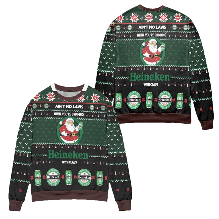 Aint No Laws When Youre Drinking Heineken With Claus Ugly Christmas Sweater ? Usalast