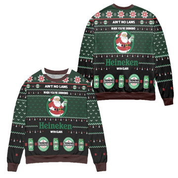 Aint No Laws When Youre Drinking Heineken With Claus Ugly Christmas Sweater ? Usalast