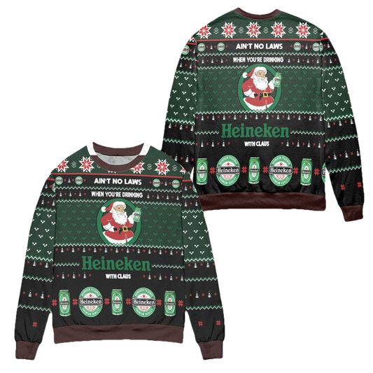Aint No Laws When Youre Drinking Heineken With Claus Ugly Christmas Sweater ? Usalast