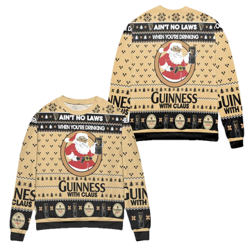 Aint No Laws When Youre Drinking Guinness With Claus Ugly Christmas Sweater ? Usalast