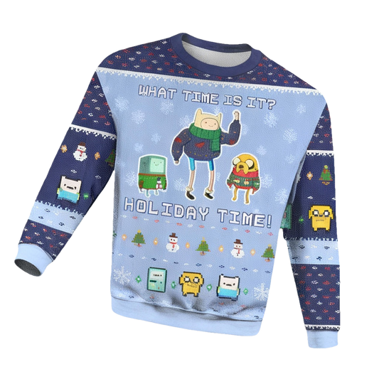 Adventure Time Christmas Time What Time Is It Holiday Time Ugly 3D Sweater ? Usalast