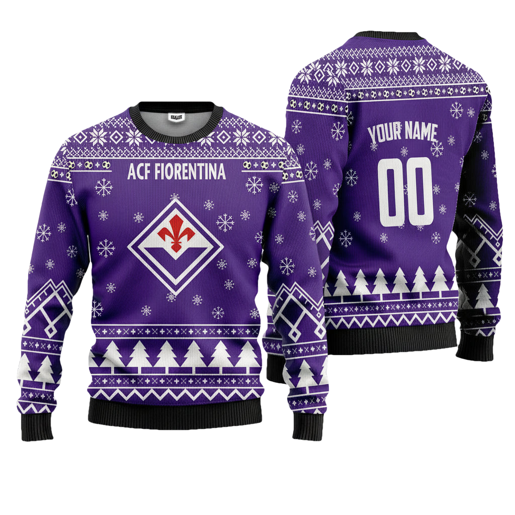 ACF Fiorentina Personalized Ugly Christmas Sweater Blue Version ? Usalast