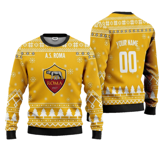 A.S Roma Personalized Ugly Christmas Sweater Yellow Version ? Usalast