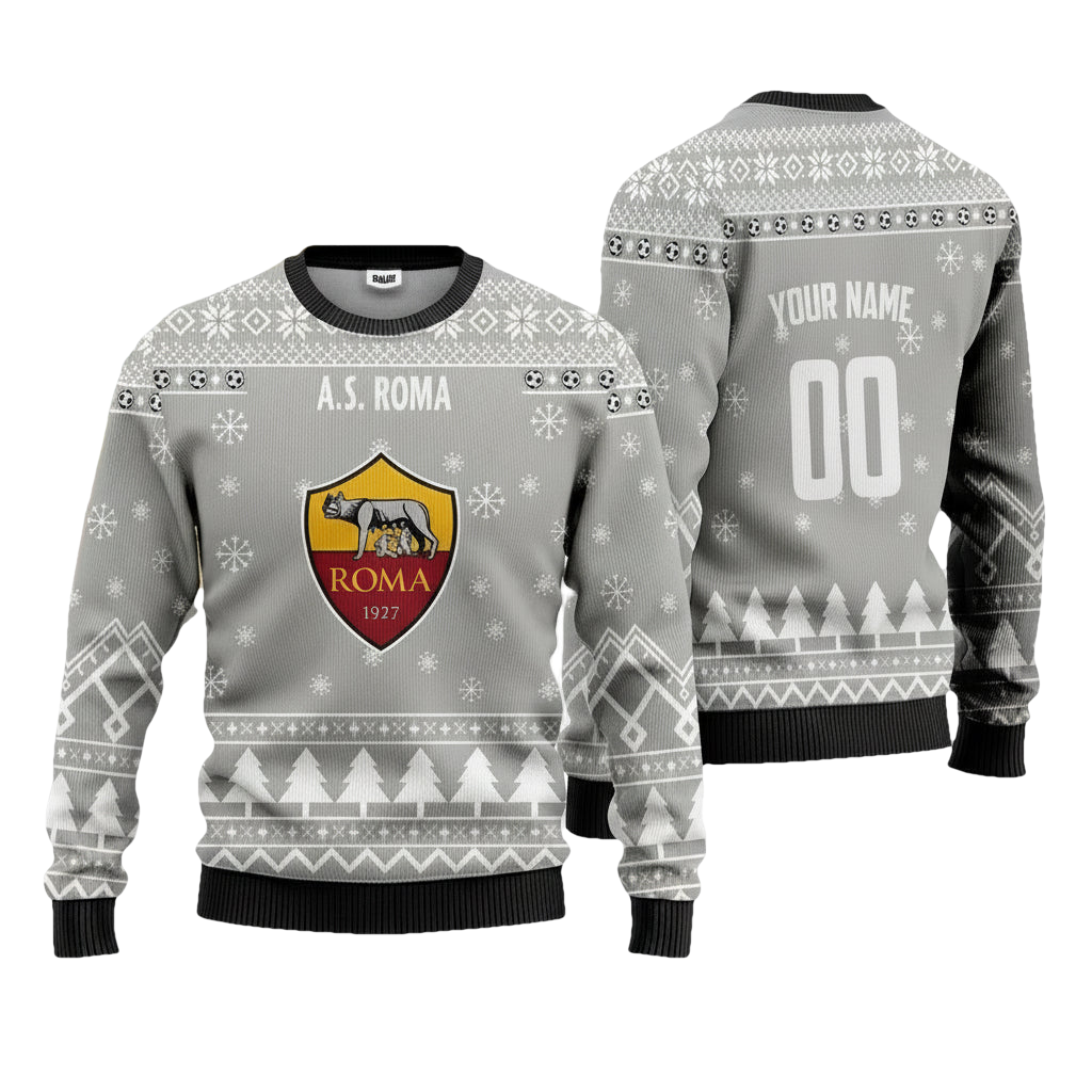 A.S Roma Personalized Ugly Christmas Sweater Grey Version ? Usalast