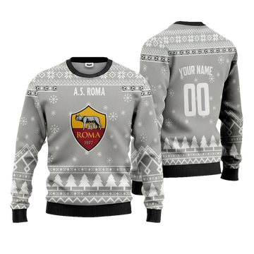 A.S Roma Personalized Ugly Christmas Sweater Grey Version ? Usalast