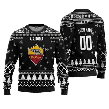 A.S Roma Personalized Ugly Christmas Sweater Black Version ? Usalast