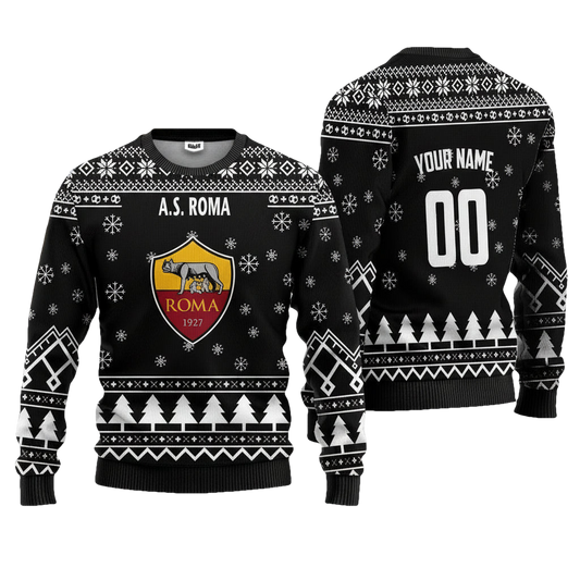 A.S Roma Personalized Ugly Christmas Sweater Black Version ? Usalast
