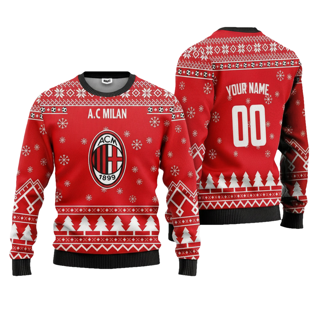 A.C Milan Personalized Ugly Christmas Sweater Red Version ? Usalast
