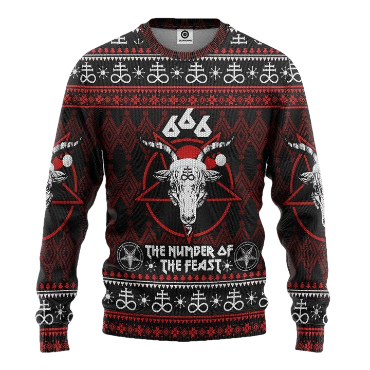 666 The Number Of The Feast Ugly Christmas Sweater Custom Sweater Apparel ? Usalast