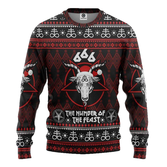 666 The Number Of The Feast Ugly Christmas Sweater Custom Sweater Apparel ? Usalast