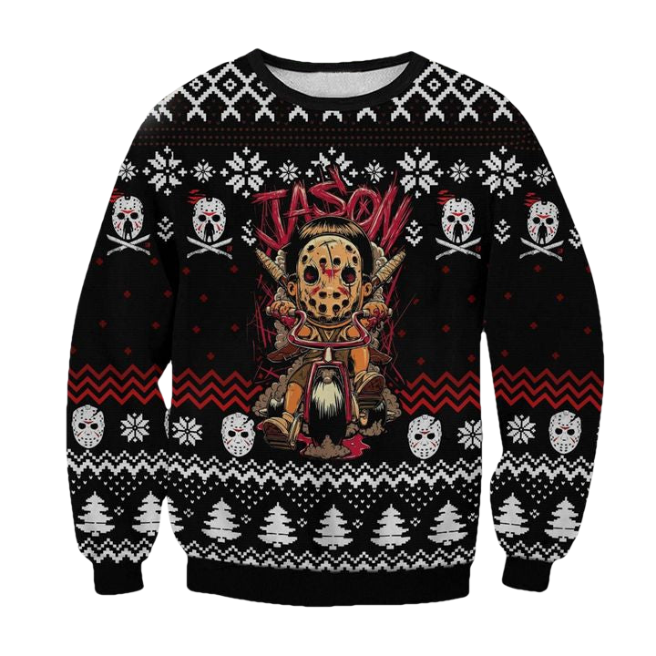 3D JASON VOORHEES Ugly Christmas Sweater Horror Character Sweatshirt ? Usalast