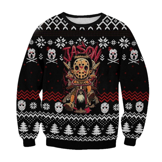 3D JASON VOORHEES Ugly Christmas Sweater Horror Character Sweatshirt ? Usalast