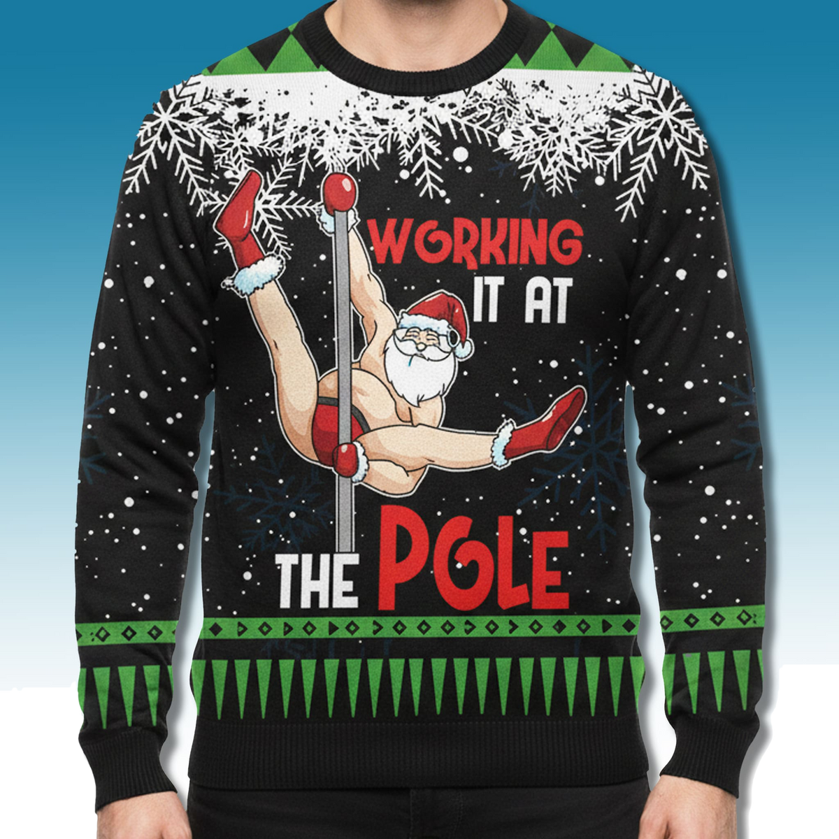 Working It At Pole Santa Dancing Ugly Christmas Sweater - Moonbestprint