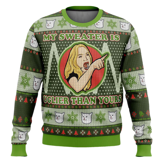 Woman Yelling At Cat Meme My Sweater Is Uglier Than Yours Christmas Sweater - Moonbestprint