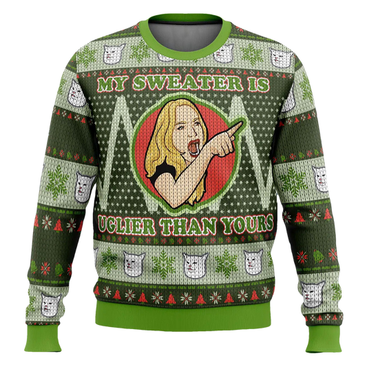 Woman Yelling At Cat Meme My Sweater Is Uglier Than Yours Christmas Sweater - Moonbestprint