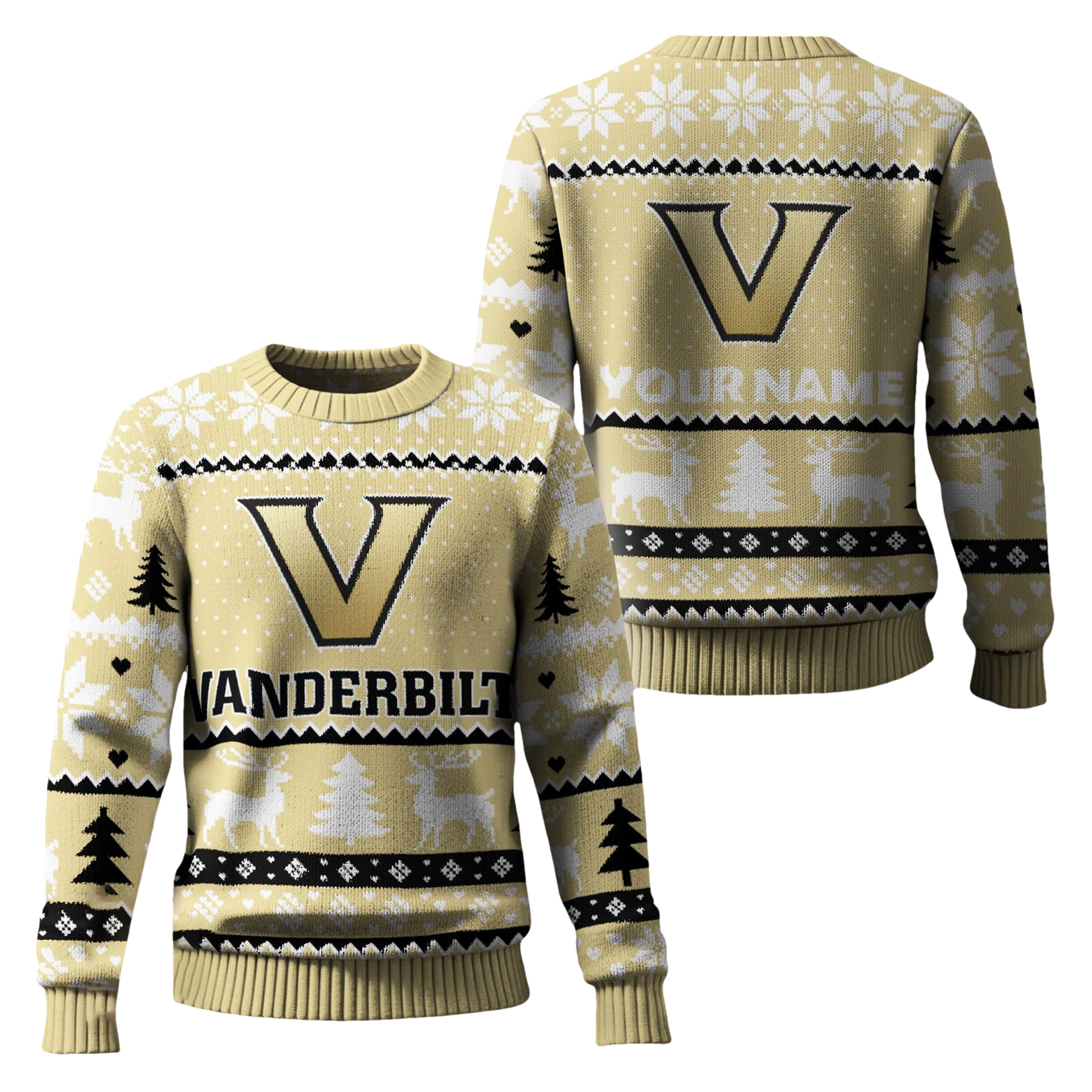 Vanderbilt Commodores 2025 Christmas Personalized Ugly Sweater - Moonbestprint
