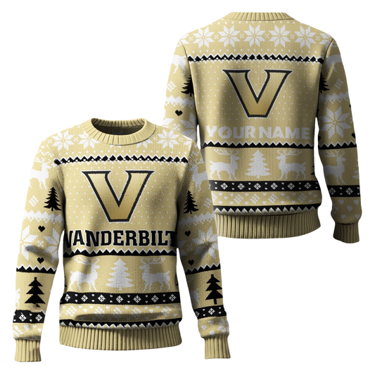 Vanderbilt Commodores 2025 Christmas Personalized Ugly Sweater - Moonbestprint