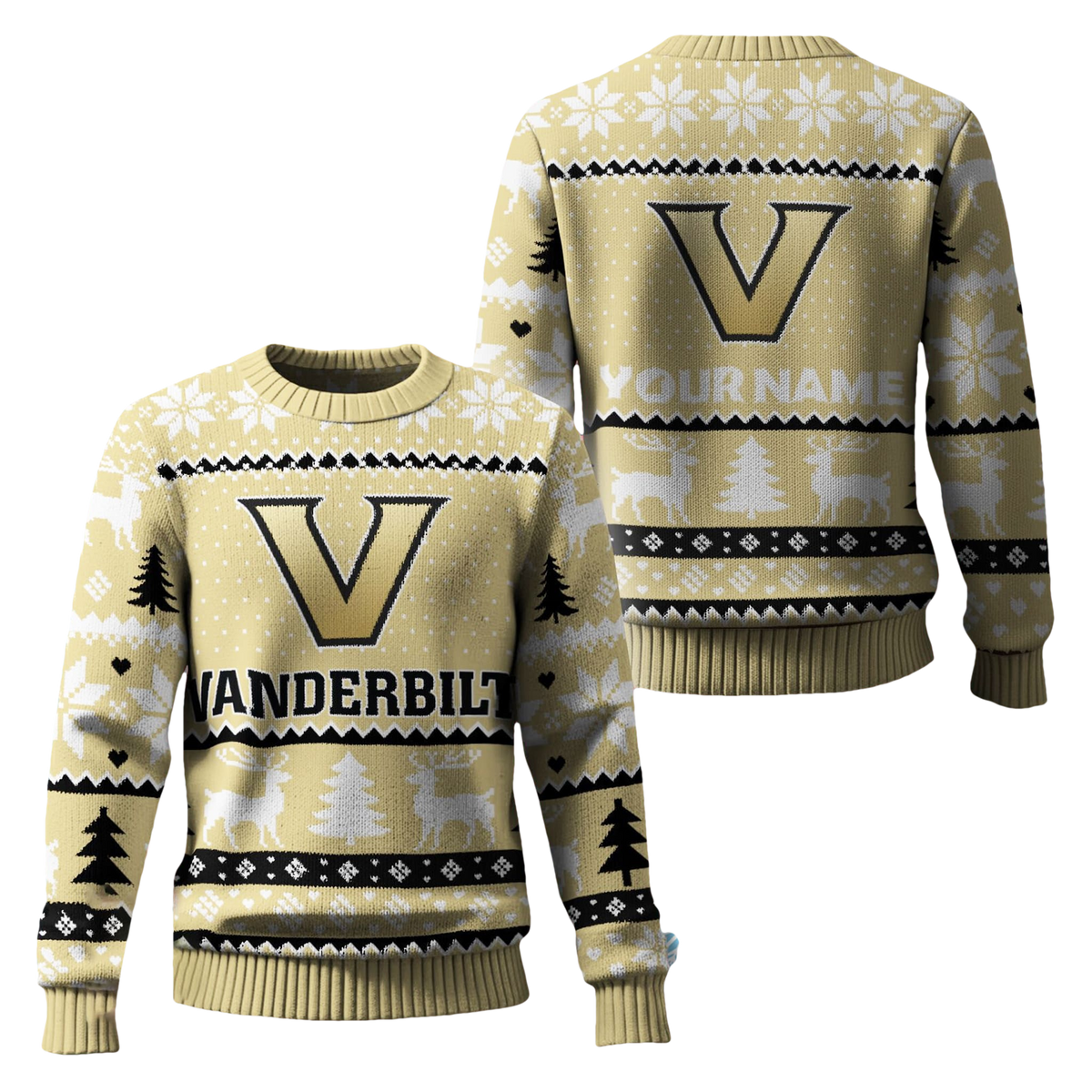 Vanderbilt Commodores 2025 Christmas Personalized Ugly Sweater - Moonbestprint